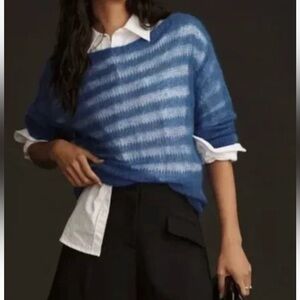 Maeve‎ Sheer Pullover Sweater Blue Size Small NWT